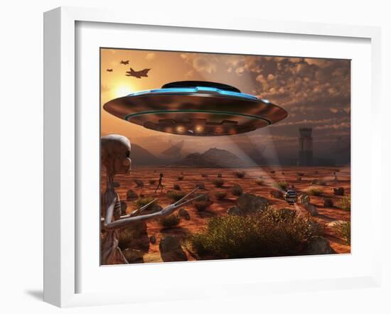 Artist's Concept of Stealth Technology Being Developed on Area 51-Stocktrek Images-Framed Photographic Print