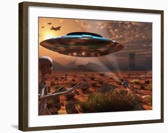 Artist's Concept of Stealth Technology Being Developed on Area 51-Stocktrek Images-Framed Photographic Print