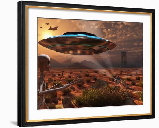 Artist's Concept of Stealth Technology Being Developed on Area 51-Stocktrek Images-Framed Photographic Print