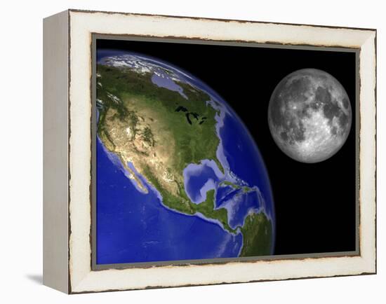 Artist's Concept of the Earth and its Moon-Stocktrek Images-Framed Premier Image Canvas