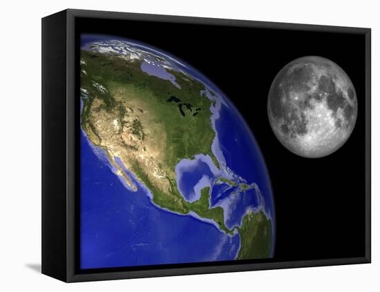 Artist's Concept of the Earth and its Moon-Stocktrek Images-Framed Premier Image Canvas