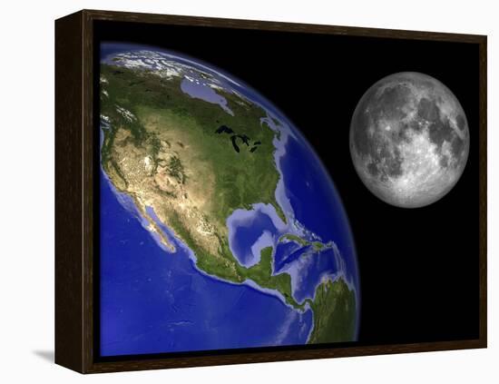 Artist's Concept of the Earth and its Moon-Stocktrek Images-Framed Premier Image Canvas