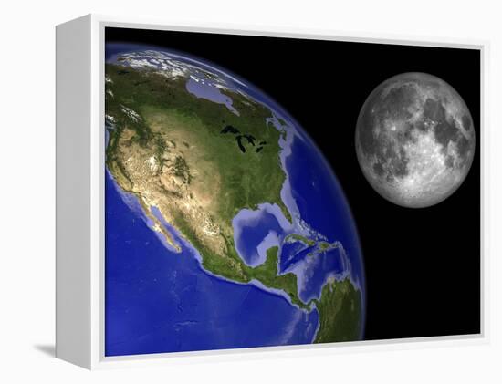 Artist's Concept of the Earth and its Moon-Stocktrek Images-Framed Premier Image Canvas