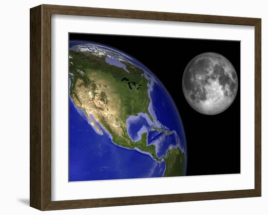 Artist's Concept of the Earth and its Moon-Stocktrek Images-Framed Photographic Print