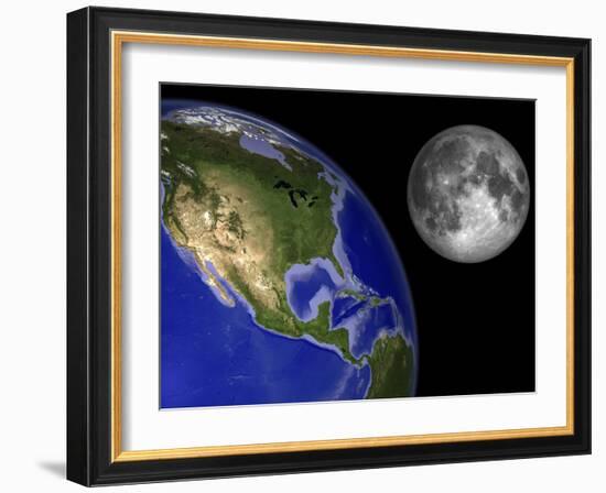 Artist's Concept of the Earth and its Moon-Stocktrek Images-Framed Photographic Print