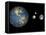 Artist's Concept of the Earth, Pluto, Charon, and Earth's Moon to Scale-Stocktrek Images-Framed Premier Image Canvas