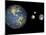 Artist's Concept of the Earth, Pluto, Charon, and Earth's Moon to Scale-Stocktrek Images-Mounted Photographic Print