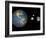 Artist's Concept of the Earth, Pluto, Charon, and Earth's Moon to Scale-Stocktrek Images-Framed Photographic Print