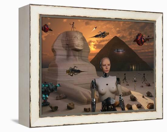 Artist's Concept of the Pyramids and Sphinx Being Built by an Advanced Alien Race-Stocktrek Images-Framed Premier Image Canvas