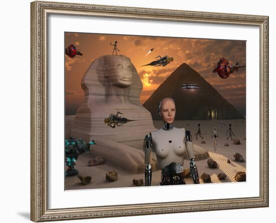 Artist's Concept of the Pyramids and Sphinx Being Built by an Advanced Alien Race-Stocktrek Images-Framed Photographic Print