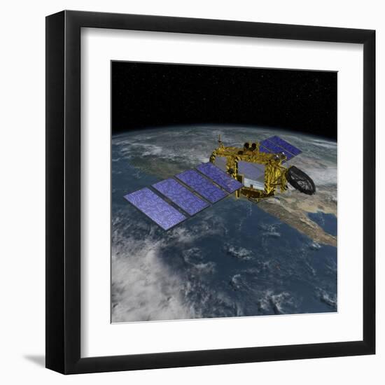 Artist's Concept of the U.S.-European Jason-3 Spacecraft over the California Coast-null-Framed Art Print