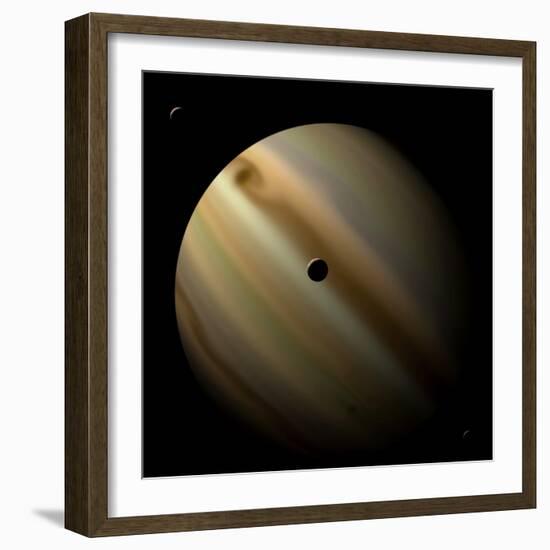 Artist's Depiction of a Gas Giant Planet in Interstellar Space with Three Orbiting Moons-null-Framed Art Print