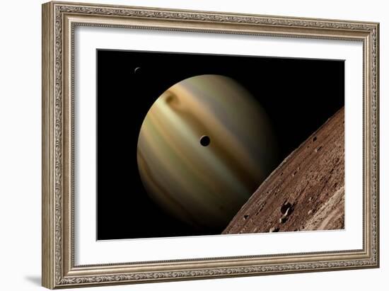 Artist's Depiction of a Gas Giant Planet Surrounded by Three Moons-null-Framed Art Print