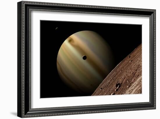 Artist's Depiction of a Gas Giant Planet Surrounded by Three Moons-null-Framed Art Print