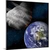 Artist's Depiction of a Large Asteroid Approaching Earth on a Collision Course-null-Mounted Art Print