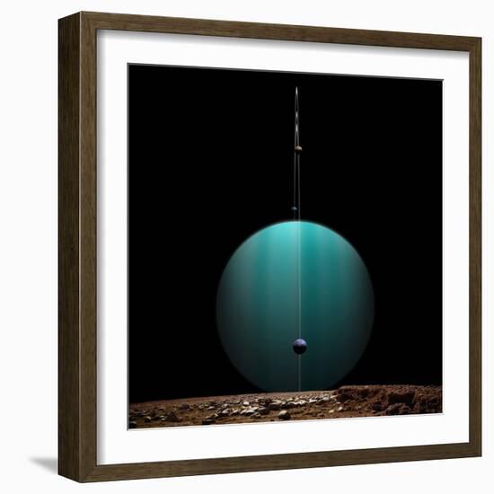 Artist's Depiction of a Ringed Gas Giant Planet Surrounded by it's Moons-null-Framed Art Print