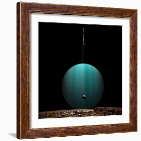 Artist's Depiction of a Ringed Gas Giant Planet Surrounded by it's Moons-null-Framed Art Print