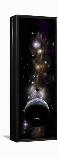 Artist's Depiction of an Earth-Like Planet with a Pair of Moons in Orbit-null-Framed Stretched Canvas