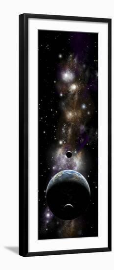 Artist's Depiction of an Earth-Like Planet with a Pair of Moons in Orbit-null-Framed Art Print