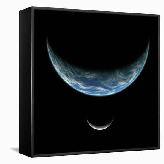 Artist's Depiction of an Earth-Like Planet with an Orbiting Moon-null-Framed Stretched Canvas