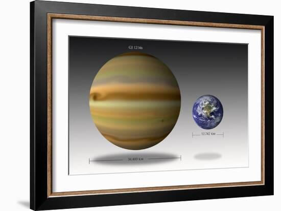 Artist's Depiction of the Size Relationship Between Earth and Gliese 1214B-null-Framed Art Print