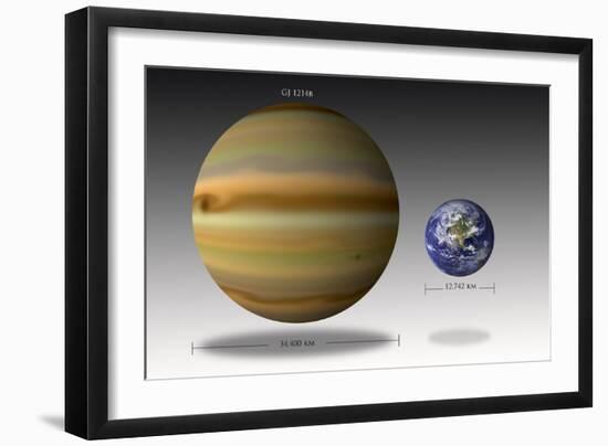 Artist's Depiction of the Size Relationship Between Earth and Gliese 1214B-null-Framed Art Print