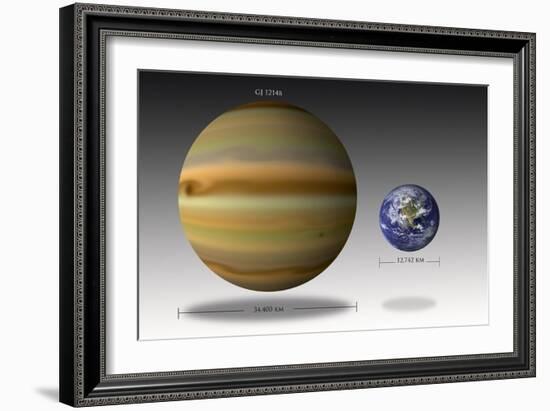 Artist's Depiction of the Size Relationship Between Earth and Gliese 1214B-null-Framed Art Print