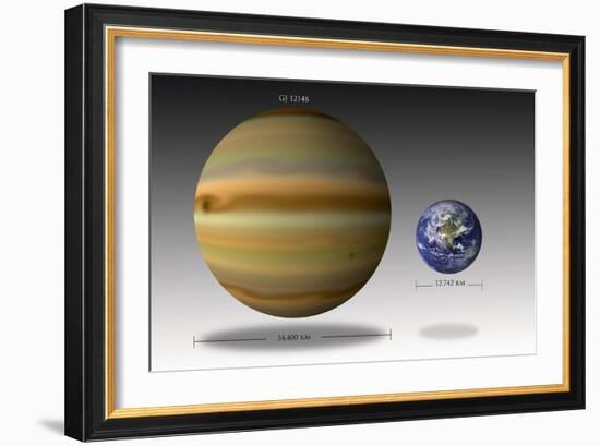 Artist's Depiction of the Size Relationship Between Earth and Gliese 1214B-null-Framed Art Print