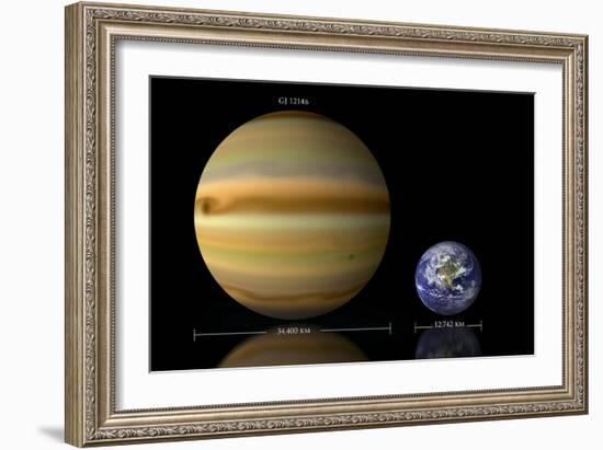 Artist's Depiction of the Size Relationship Between Earth and Gliese 1214B-null-Framed Art Print