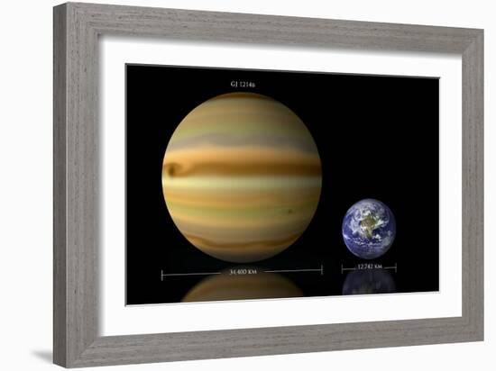 Artist's Depiction of the Size Relationship Between Earth and Gliese 1214B-null-Framed Art Print