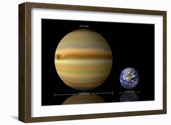 Artist's Depiction of the Size Relationship Between Earth and Gliese 1214B-null-Framed Art Print