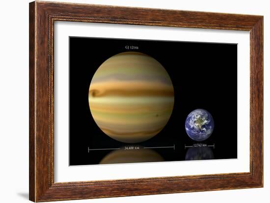 Artist's Depiction of the Size Relationship Between Earth and Gliese 1214B-null-Framed Art Print