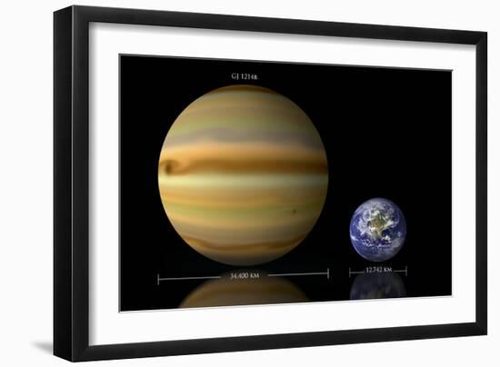 Artist's Depiction of the Size Relationship Between Earth and Gliese 1214B-null-Framed Art Print