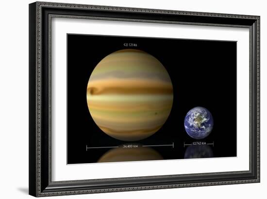 Artist's Depiction of the Size Relationship Between Earth and Gliese 1214B-null-Framed Art Print