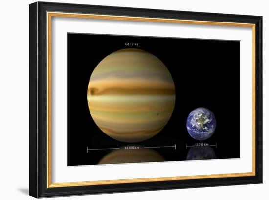 Artist's Depiction of the Size Relationship Between Earth and Gliese 1214B-null-Framed Art Print