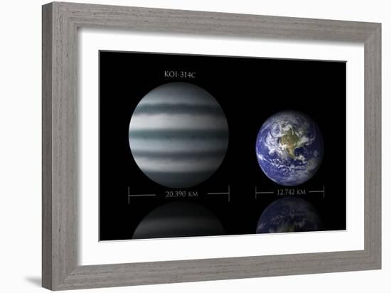 Artist's Depiction of the Size Relationship Between Earth and Koi-314C-null-Framed Art Print