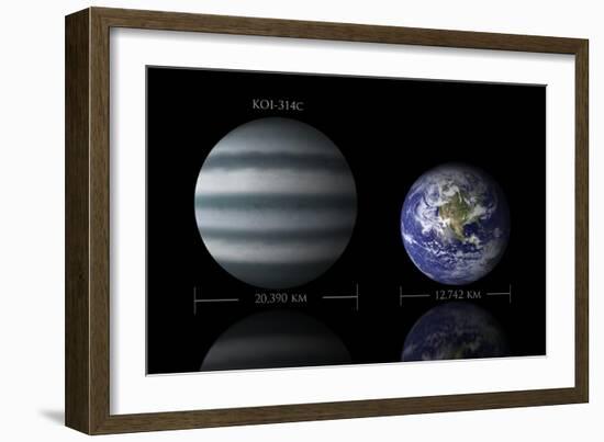 Artist's Depiction of the Size Relationship Between Earth and Koi-314C-null-Framed Art Print