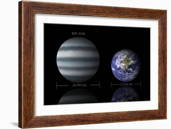 Artist's Depiction of the Size Relationship Between Earth and Koi-314C-null-Framed Art Print