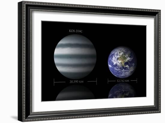 Artist's Depiction of the Size Relationship Between Earth and Koi-314C-null-Framed Art Print