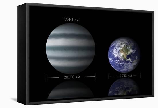 Artist's Depiction of the Size Relationship Between Earth and Koi-314C-null-Framed Stretched Canvas