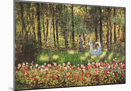 Artist's Family in the Garden at Argenteuil-Claude Monet-Mounted Art Print
