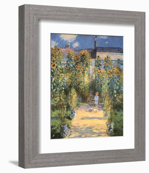 Artist's Garden at Vetheuil-Claude Monet-Framed Art Print