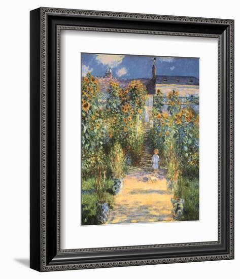 Artist's Garden at Vetheuil-Claude Monet-Framed Art Print