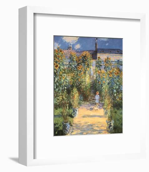 Artist's Garden at Vetheuil-Claude Monet-Framed Art Print