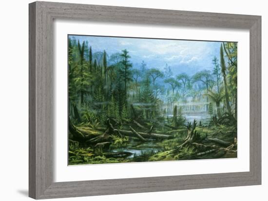 Artist's Impression of a Carboniferous Forest.-Ludek Pesek-Framed Photographic Print