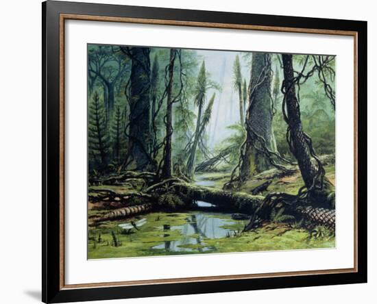 Artist's Impression of a Carboniferous Forest.-Ludek Pesek-Framed Photographic Print