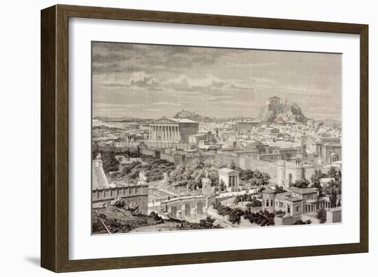 Artist's Impression of Athens, at the Time of the Emperor Hadrian, from 'El Mundo Ilustrado',…-European School-Framed Giclee Print