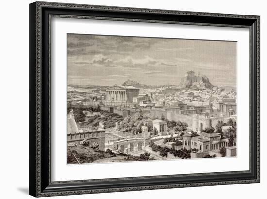 Artist's Impression of Athens, at the Time of the Emperor Hadrian, from 'El Mundo Ilustrado',…-European School-Framed Giclee Print