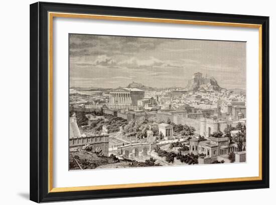 Artist's Impression of Athens, at the Time of the Emperor Hadrian, from 'El Mundo Ilustrado',…-European School-Framed Giclee Print