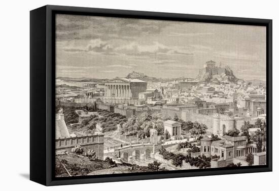 Artist's Impression of Athens, at the Time of the Emperor Hadrian, from 'El Mundo Ilustrado',…-European School-Framed Premier Image Canvas